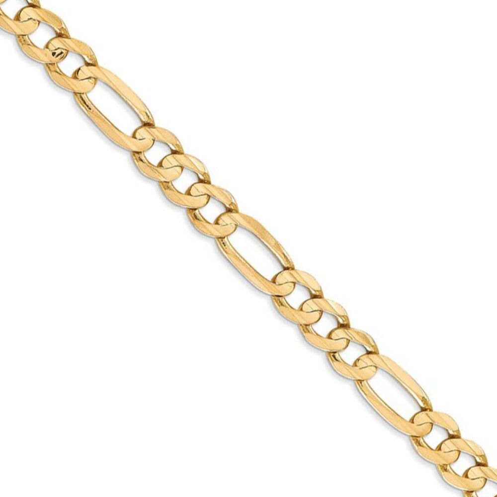 Men's 6mm 14k Yellow Gold Open Concave Figaro Chain Necklace, 24 Inch